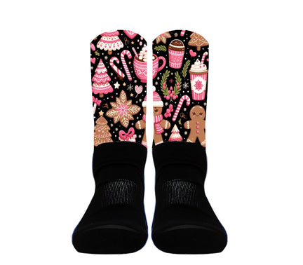 Candy Cane and Gingerbread Christmas socks